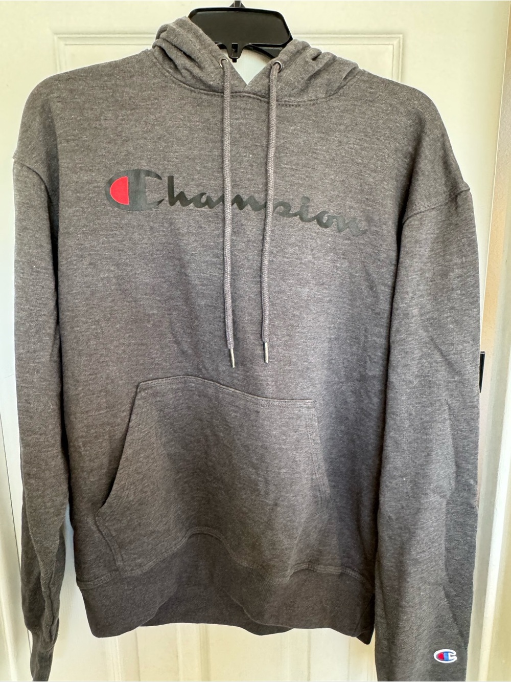 Champion Men's Gray Crewneck Hoodie with Logo